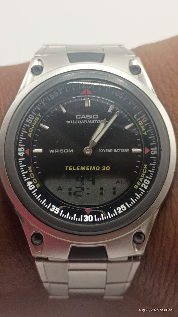 Casio AW-80D-1AV Telememo 30 Ana-Digi Watch Stainless Steel Module 2747